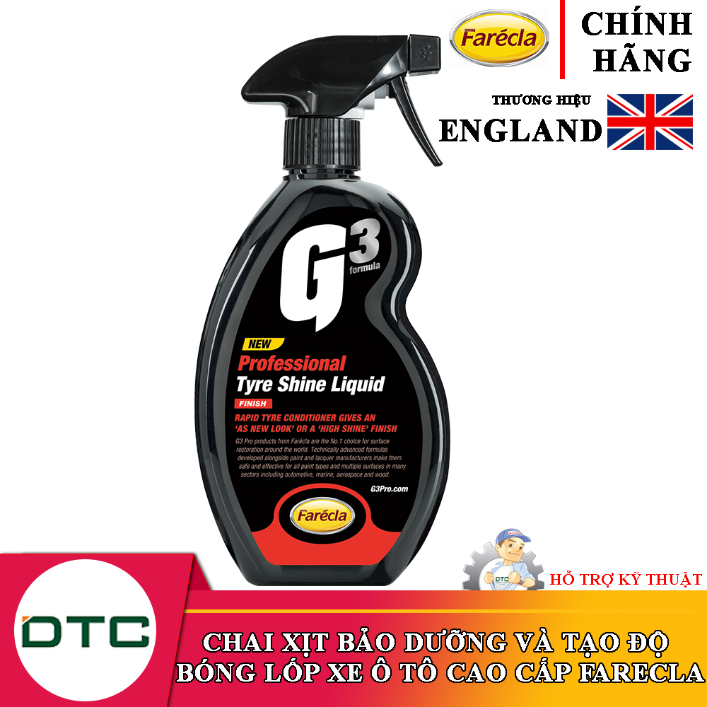 Chai xịt bảo dưỡng và tạo độ bóng lốp xe G3 Pro Tyre Shine Liquid 500ml