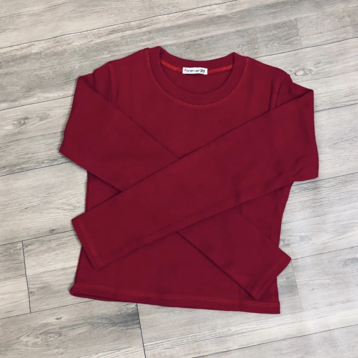 Áo croptop cổ tròn dài tay chất thun co giãn