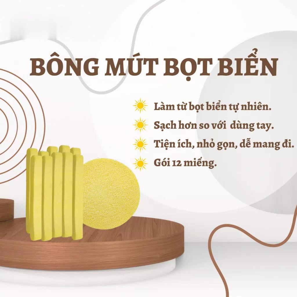 Bông mút bọt biển rửa mặt chivey chính hãng, bông nở rửa mặt dai mềm mịn