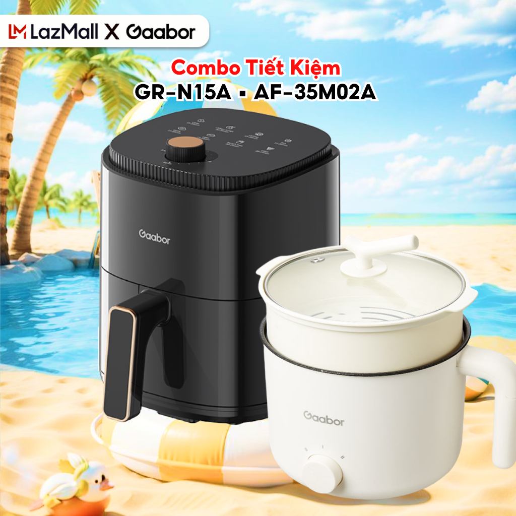 Combo 004 Nồi điện đa năng 1.5L GR-N15A và nồi chiên không dầu 3.5L AF-35M02A - Bảo hành 12 tháng 1 đổi 1