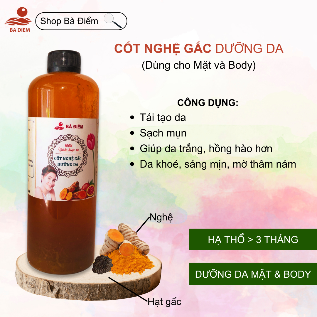 Cốt Nghệ Hạt Gấc Cho Mặt | Mẹ Trẻ Đẹp Da Trắng - Hết Mụn - Hết Thâm - Mờ Nám | shop Bà Điểm.