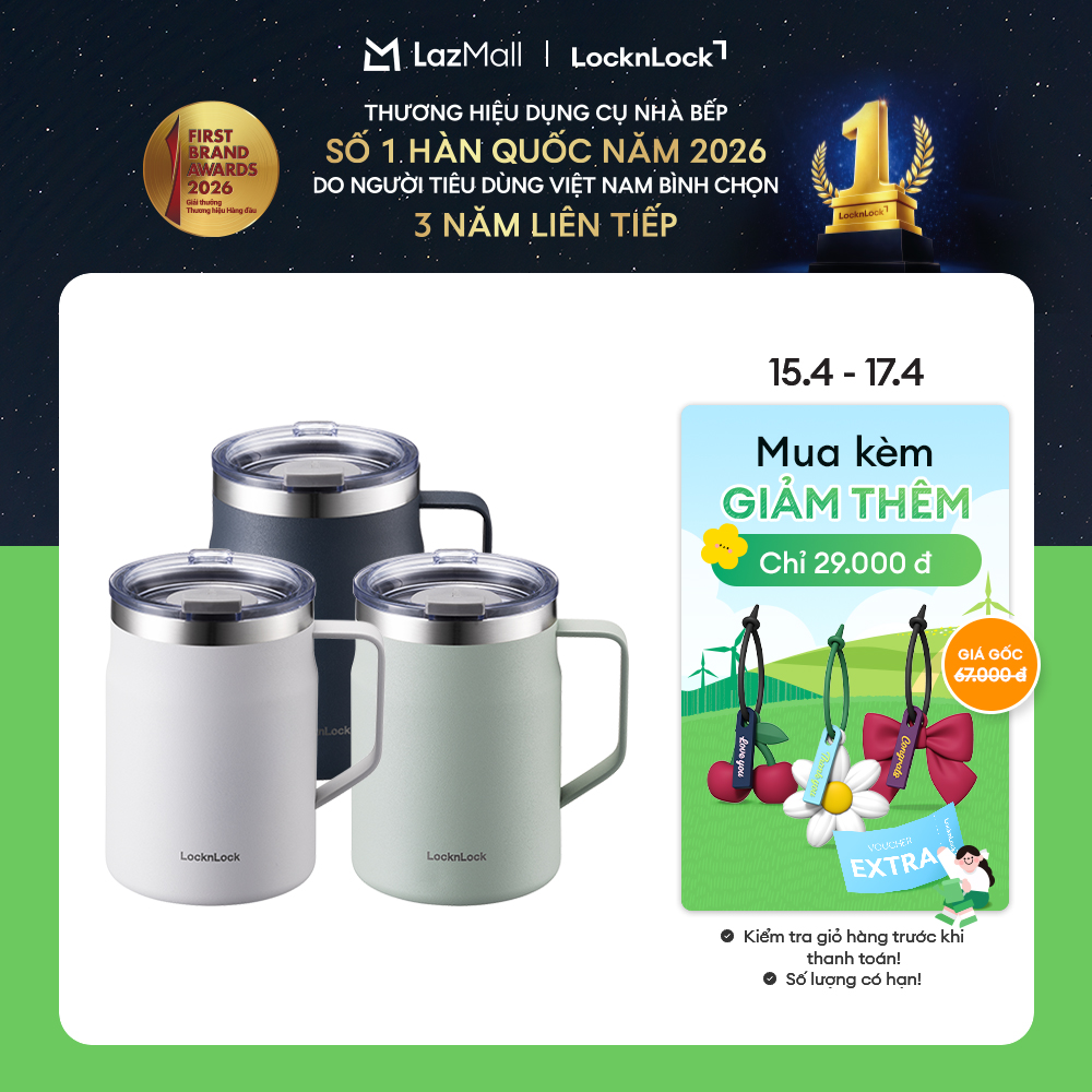 Ca nước giữ nhiệt LockLock Metro Mug LHC4219 475ml - 3 Màu , Thép không gỉ, giữ nhiệt hiệu quả