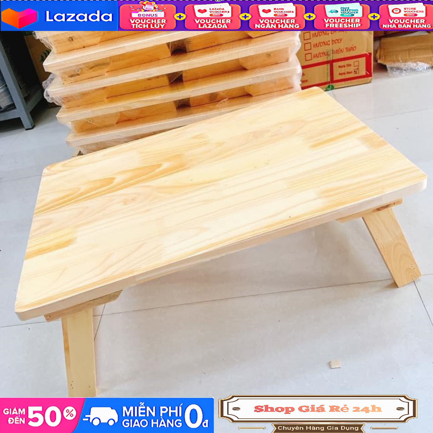 BÀN GỖ BÀN HỌC GẤP GỌN DECOR KIỂU NHẬT - 60cm dài 40cm cao 26cm.