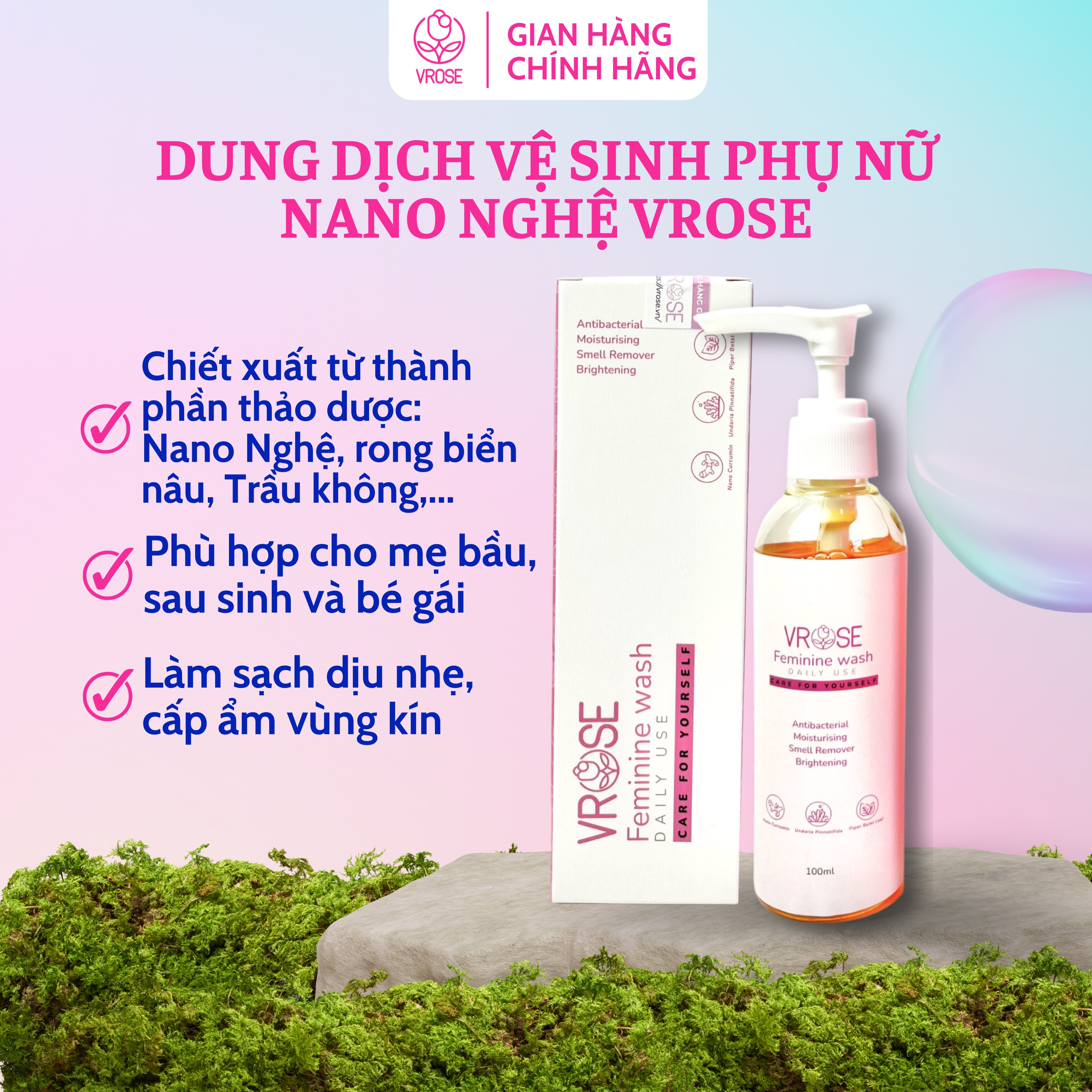 Dung dịch vệ sinh phụ nữ nano nghệ Vrose