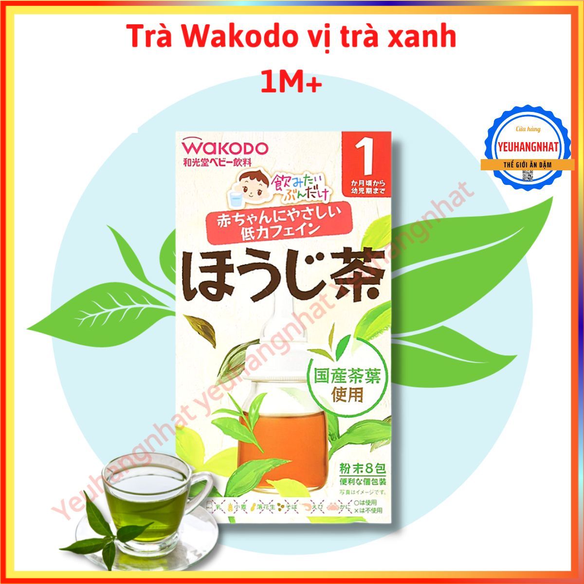 Trà wakodo vị trà xanh vị hoa quả cho bé từ 5 tháng tuổi Nhật bản thơm