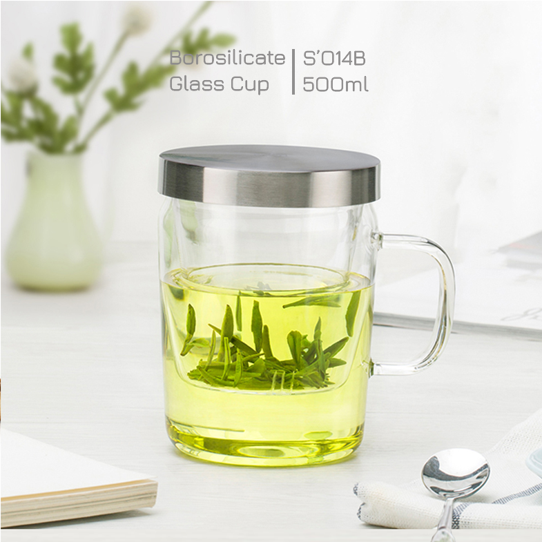 Ly lọc trà thủy tinh Samadoyo S014B 500ML - Cốc trà thủy tinh chịu nhiệt có lọc trà Samahome Shop