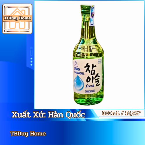 Nước Trái Cây Lên Men Soju JINRO CHAMISUL FRESH 360ml Hàn Quốc