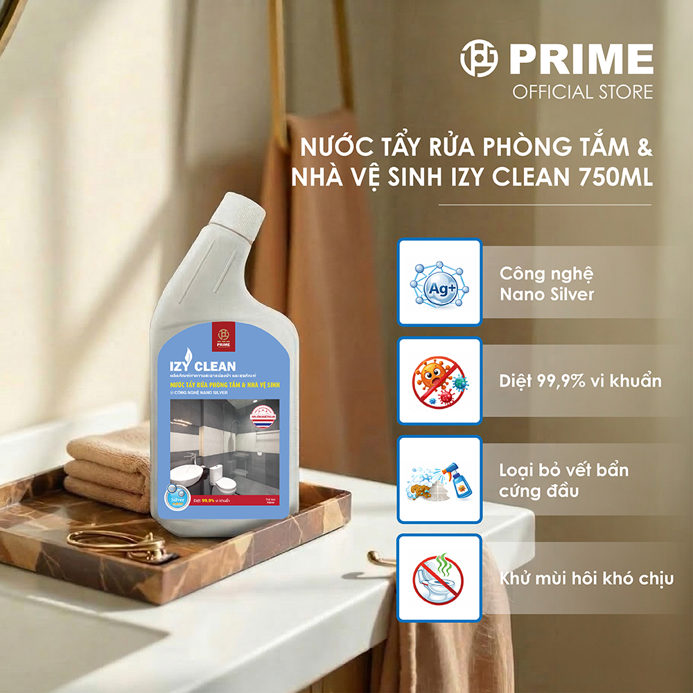Nước Tẩy BỒN CẦU và NHÀ TẮM Cực Mạnh IZY CLEAN 750ml – Tẩy Cặn Canxi, Vết Ố Vàng, Khử Mùi Hôi, Diệt Khuẩn