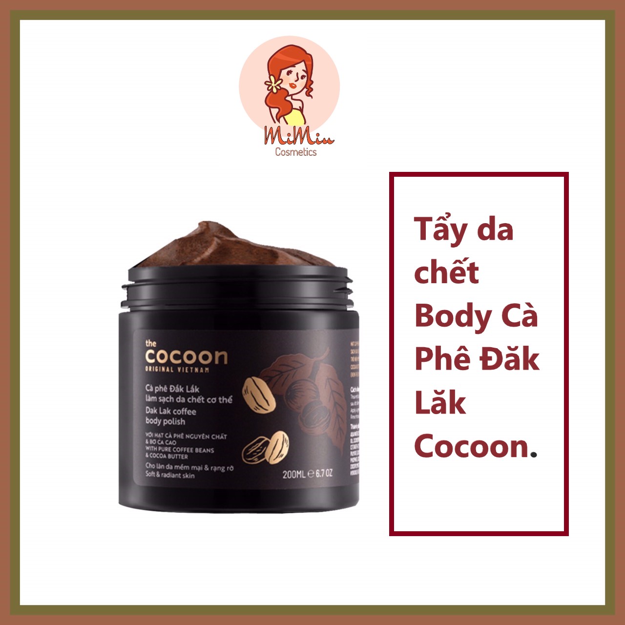 ( Hũ Full & mẫu thử) Tẩy da chết Body Cà Phê Đắk Lắk Cocoon Coffee Body Polish 200ml