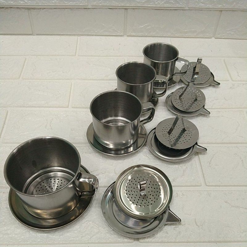 Phin cafe inox 304 đế liền - phin pha cafe inox size đủ kích cỡ