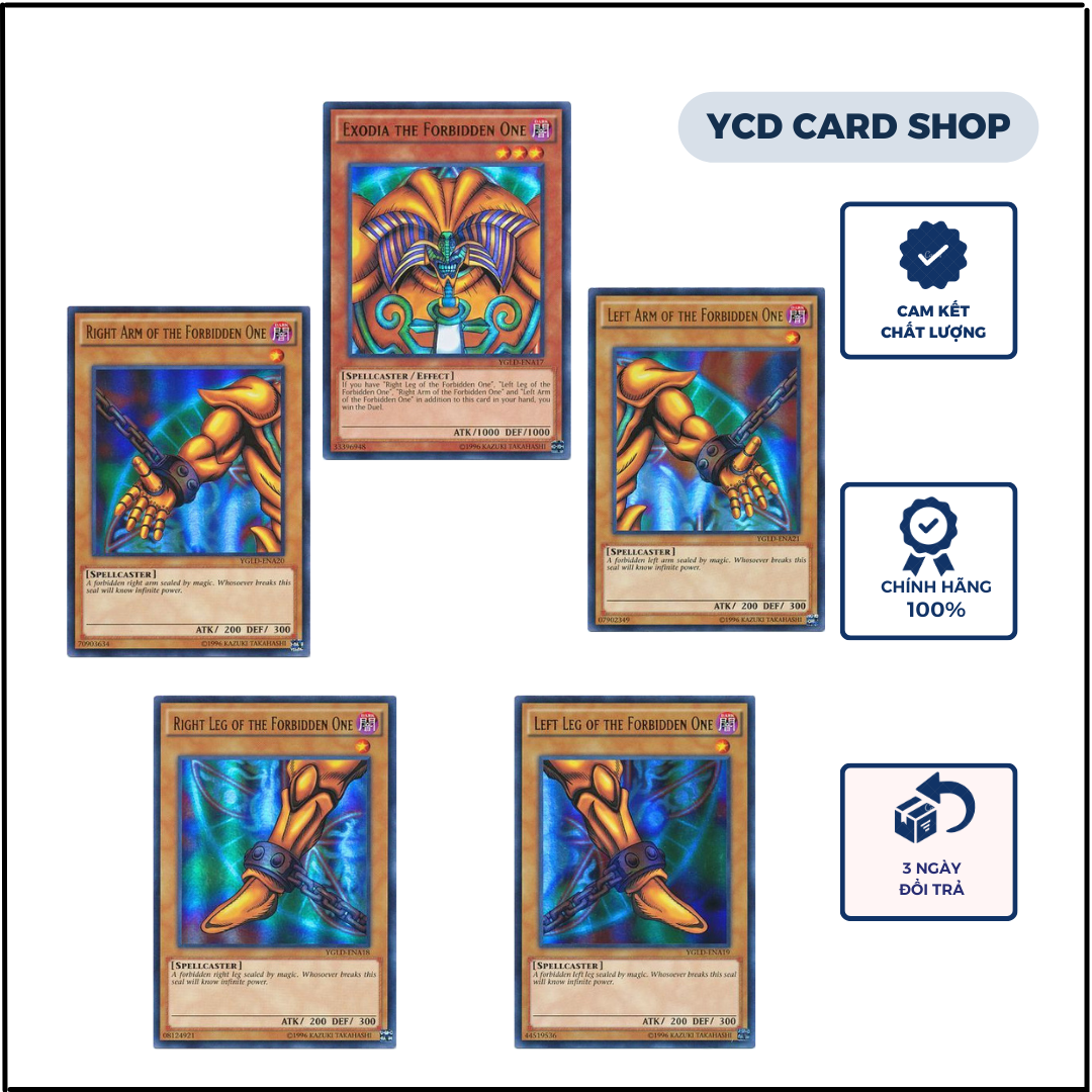 Thẻ bài yugioh chính hãng Set thần sức mạnh bị xích (5 mảnh Exodia) –Ultra rare