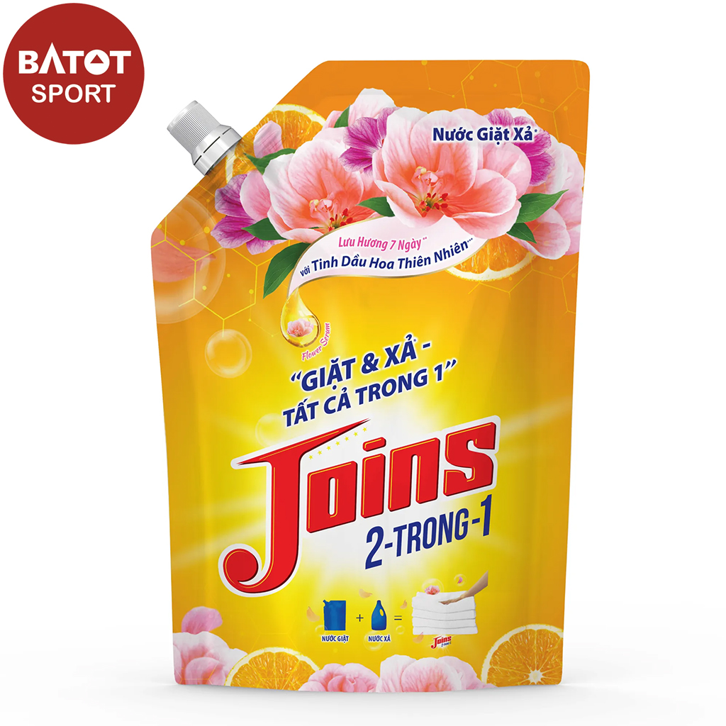 Nước Giặt Xả Joins 2 Trong 1 Hương Tinh Dầu Hoa Thiên Nhiên Túi 3.6kg