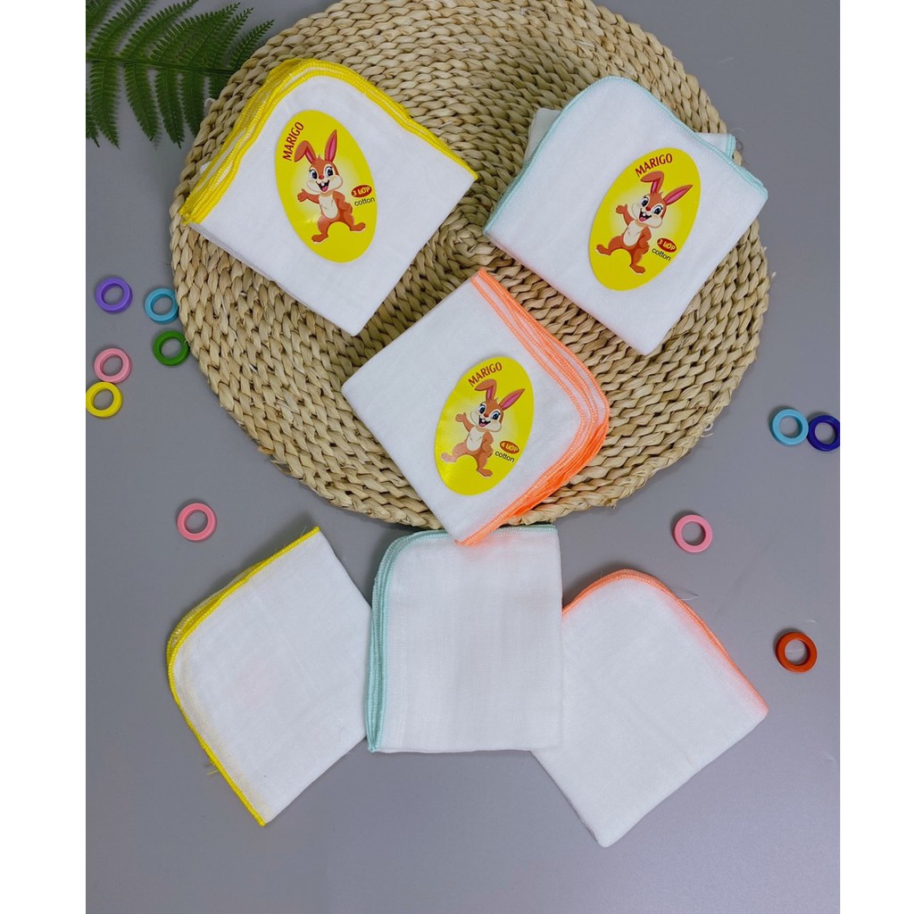 Sét Khăn xô sữa Marigo Thỏ 2 lớp, 3 lớp, 4 lớp rửa mặt , gấp chéo buộc vào cổ khi bé ăn.