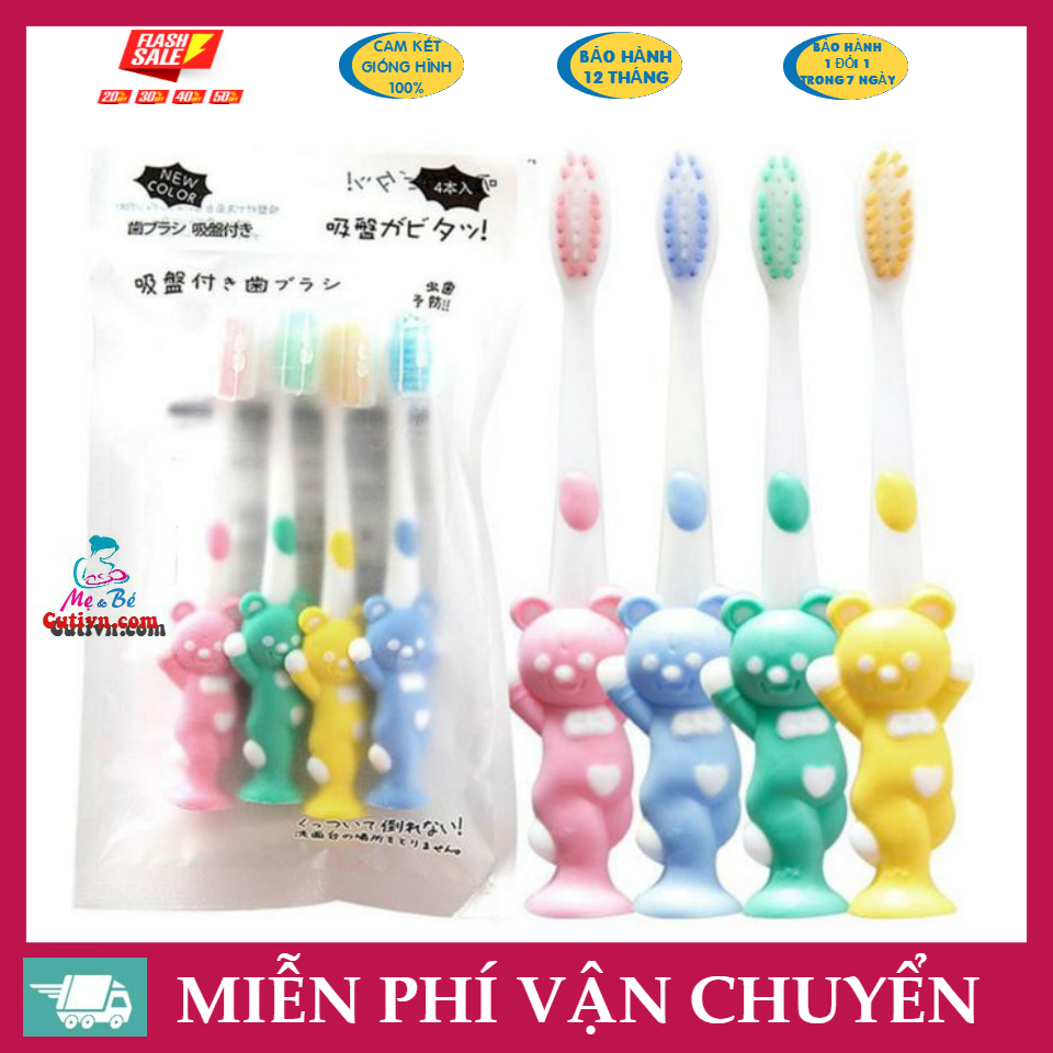 BÀN CHẢI ĐÁNH RĂNG HÌNH GẤU LÔNG CỰC MỀM CHO BÉ