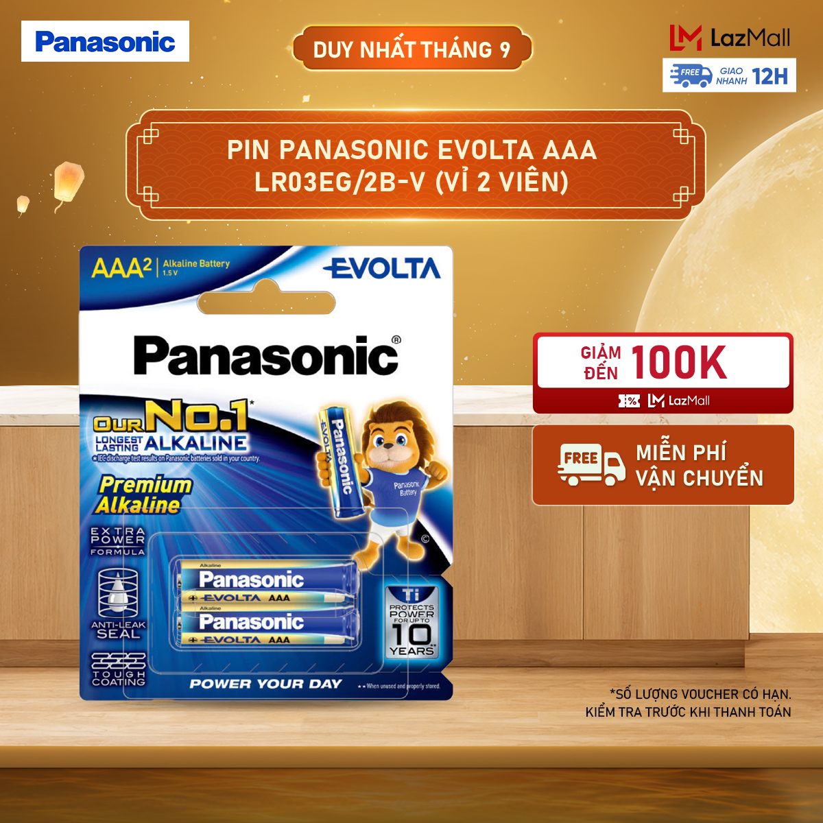 Vỉ 2 viên pin panasonic evolta aaa lr03eg/2b-v – hàng chính hãng