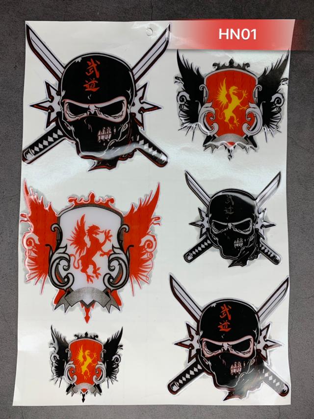 Tem samurai nổi dán đầu xe máy có cán nhựa dẻo -- NGỌC HÂN DECAL