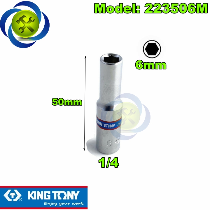 Tuýp 6mm 1/4 có 6 cạnh kingtony 223506m dài 50mm
