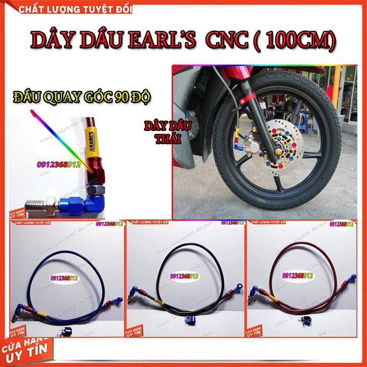 DÂY DẦU EARL THÁI ĐẦU CNC GÓC QUAY 90 ĐỘ CHO XE MÁY- dài 100cm