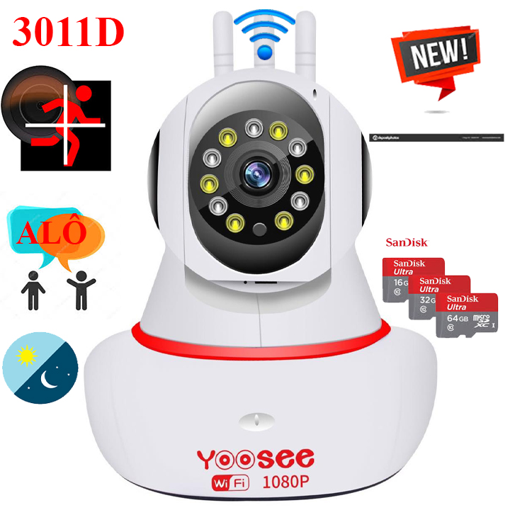 <Tặng thẻ xịn 32>CAMERA YOOSEE 3 RÂU 3011D ĐỘ PHÂN GIẢI 3.0 HÌNH ẢNH SẮC NÉT, PHÁT HIỆ CHUYỂN ĐỘNG, ĐÀM THOẠI 2 CHIỀU, PHIÊN BẢN MỚI NHẤT 2022