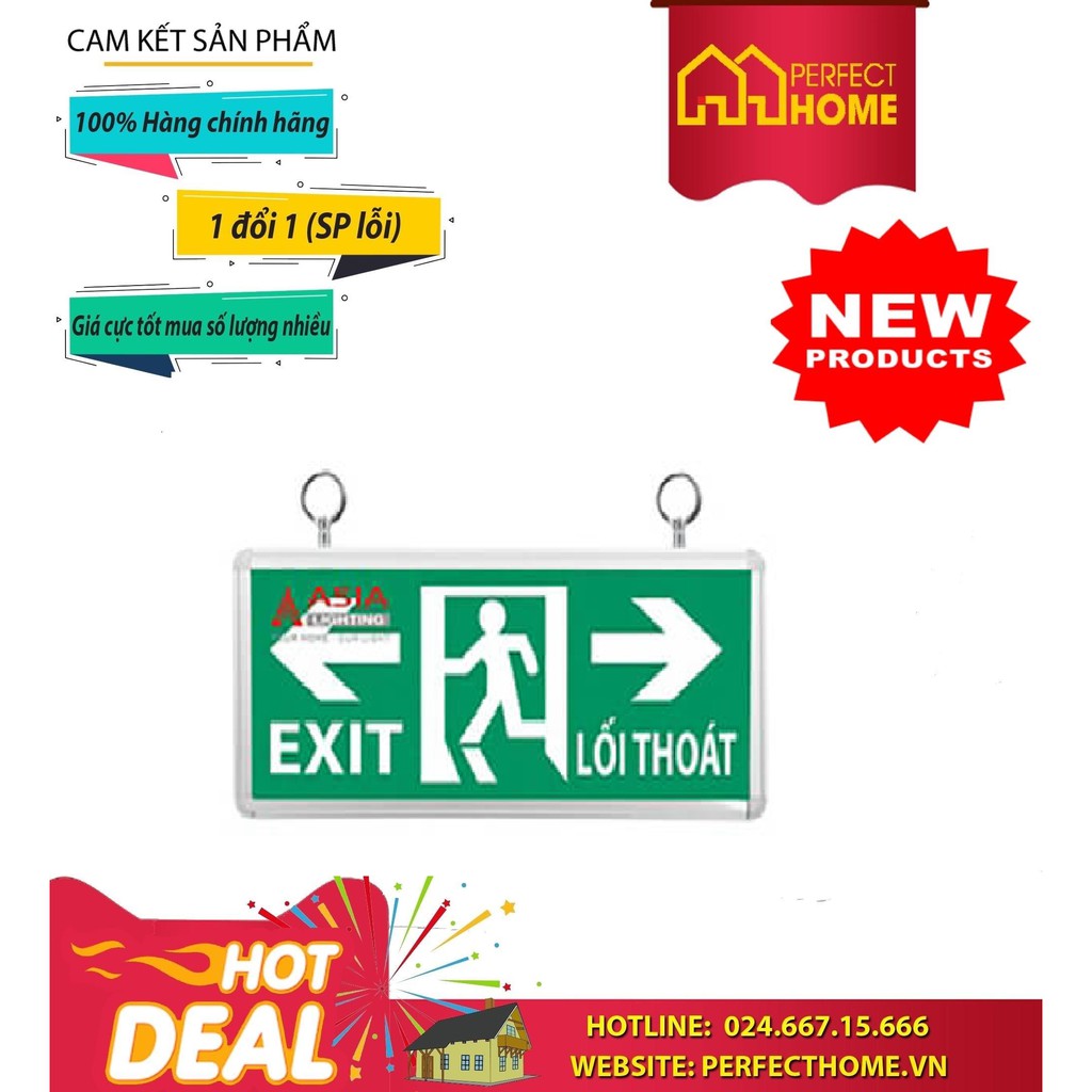 Đèn Led Exit Chỉ Dẫn Asia Etp-01 , Etp-02 Chỉ Hướng Trái Phải, 1 Mặt 2 Mặt, Công Suất 3W