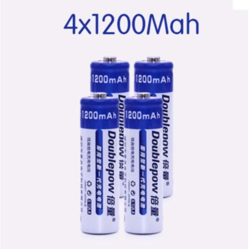 Bộ 4 quả pin tiểu sạc aa 1200mah, sạc pin