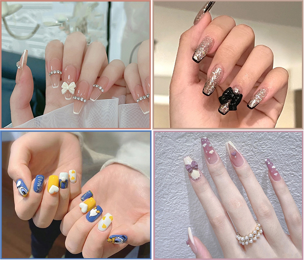 Móng giả đính đá bộ 24 móng /Kèm keo/ móng tay giả làm nail Z101-140