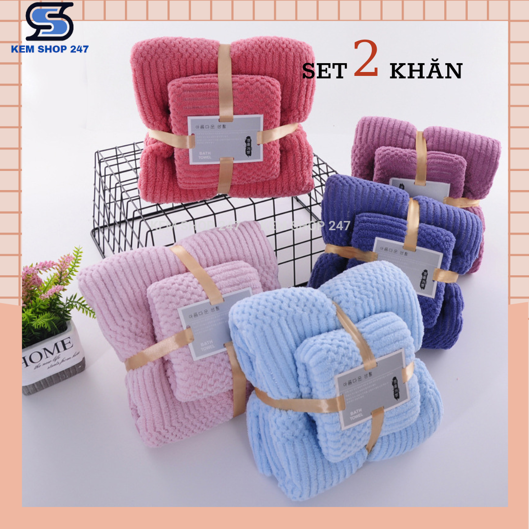 Bộ 2 khăn tắm lông cừu gồm 1 khăn tắm toàn thân 140cm35cm,chất liệu thấm hút cực tốt