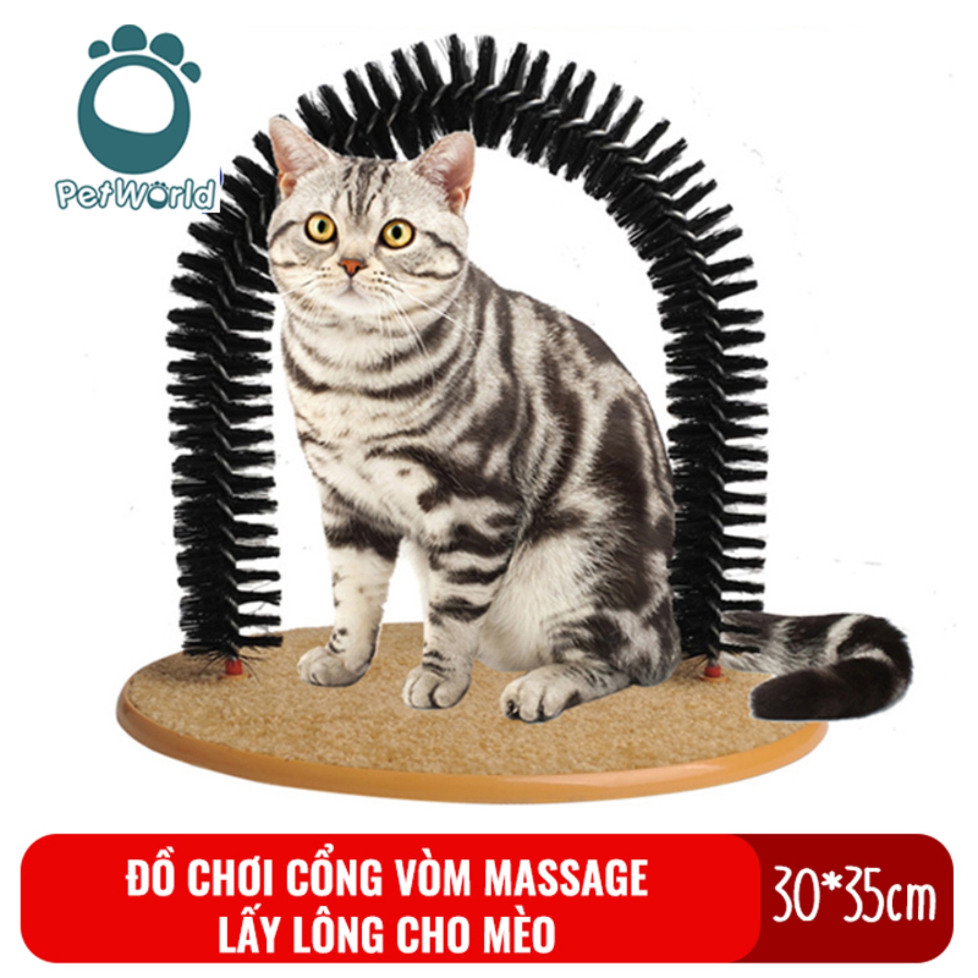 Đồ chơi cổng vòm massage tự động lấy lông chết cho mèo Kún Miu