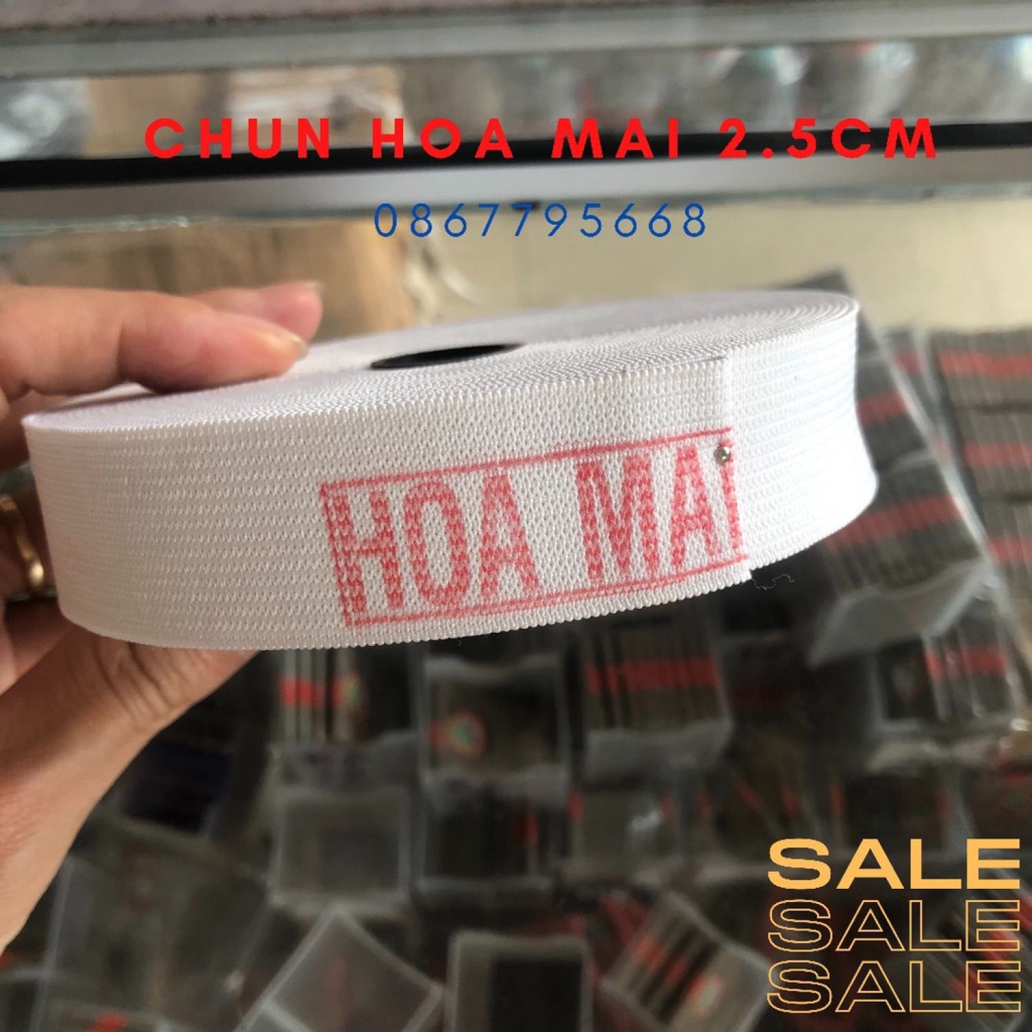 Chun quần hoa mai 2.5cm 10m/cuộn