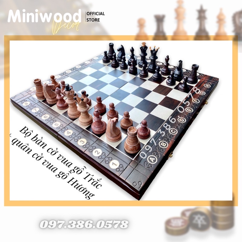 Bộ bàn cờ vua gỗ Trắc quân cờ vua gỗ HƯƠNG - Bàn cờ vua phong cách Châu Âu - Cờ vua gỗ cao cấp sang trọng
