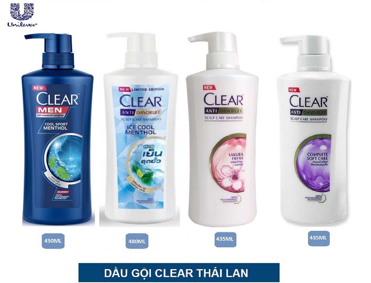 Dầu gội clear thái lan mẫu mới chai 435ml/450ml/480ml