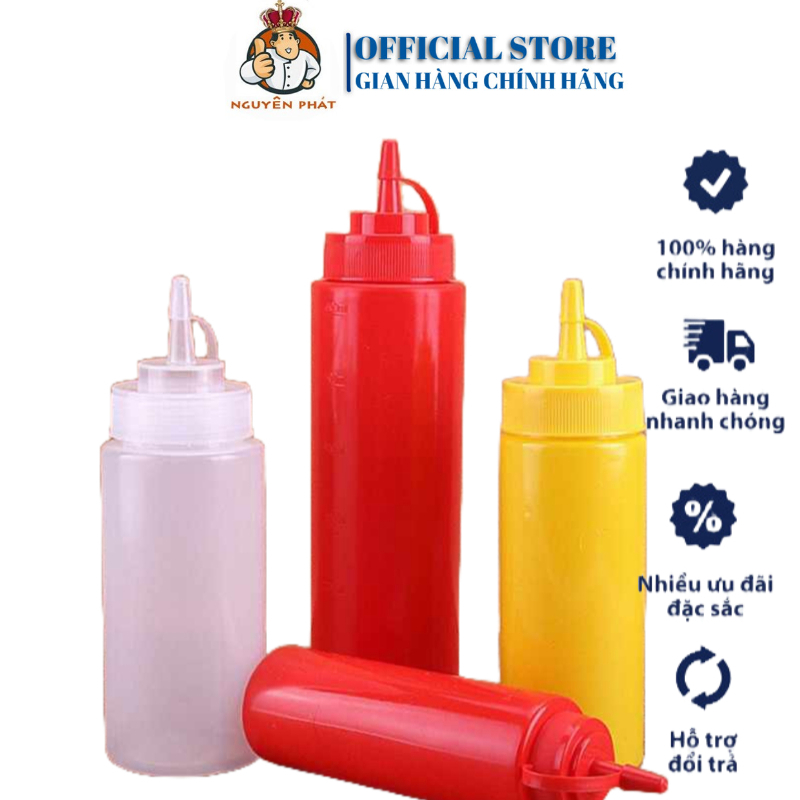 Chai đựng tương ớt tương cà, Chai đựng nước sốt - Lọ đựng nước chấm nhiều màu,nhiều dung tích có vạch chia