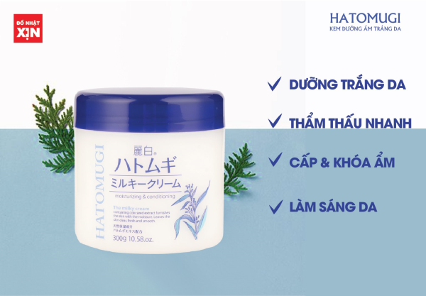 [HCM] Kem Dưỡng ẩm trắng da Hạt Ý Dĩ Hatomugi Moisturizing  300g Nhật Bản Giúp Dưỡng Ẩm Trắng Da,
