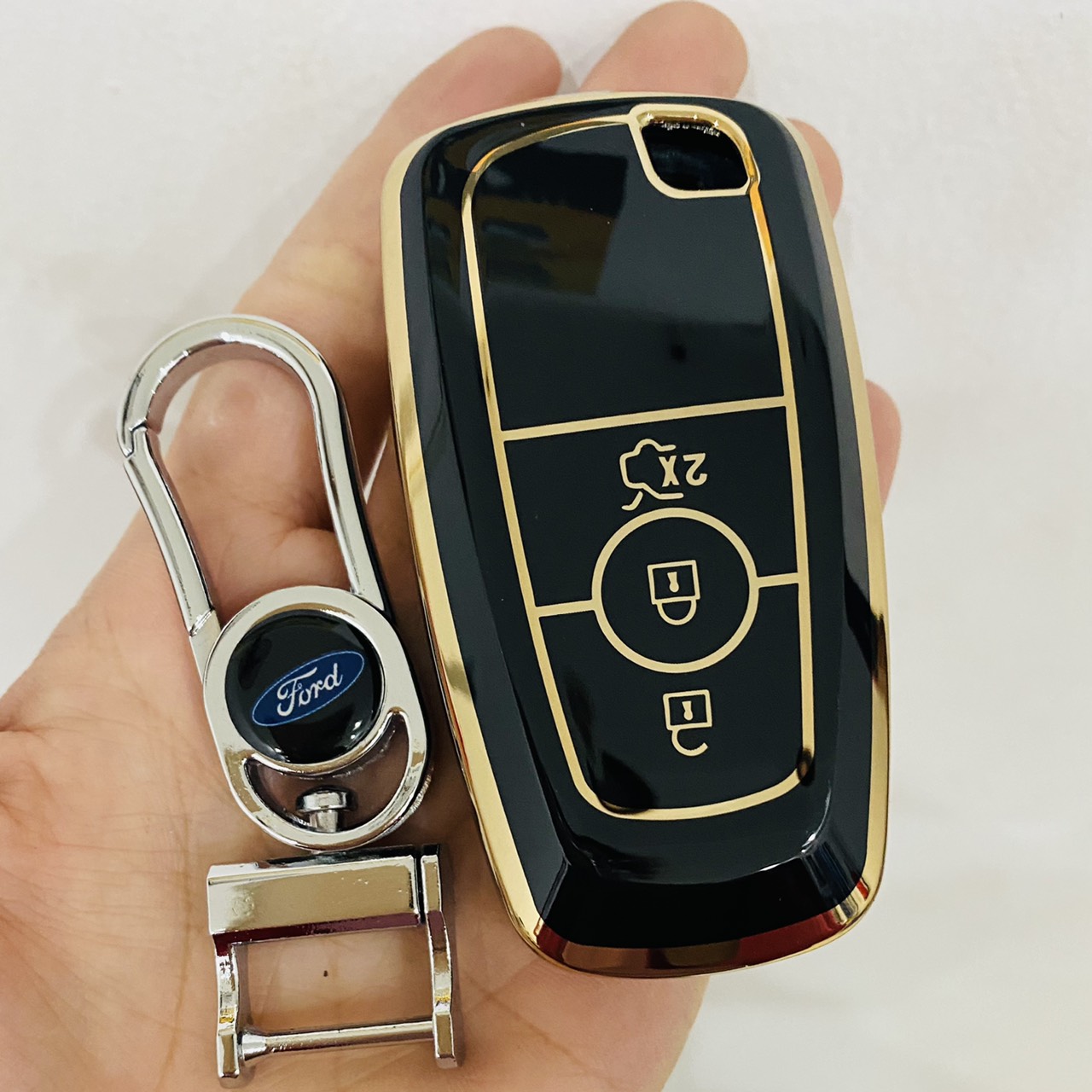 Ốp Chìa Khóa Cho Xe Ford Ranger, Everest, Ecosport 2019 2020 2021 2022 2023 + kèm móc khóa MTG
