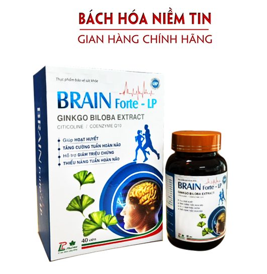 Hoạt huyết dưỡng não Brain Forte Lp - Hộp 40 viên - giảm đau đầu, hoa mắt