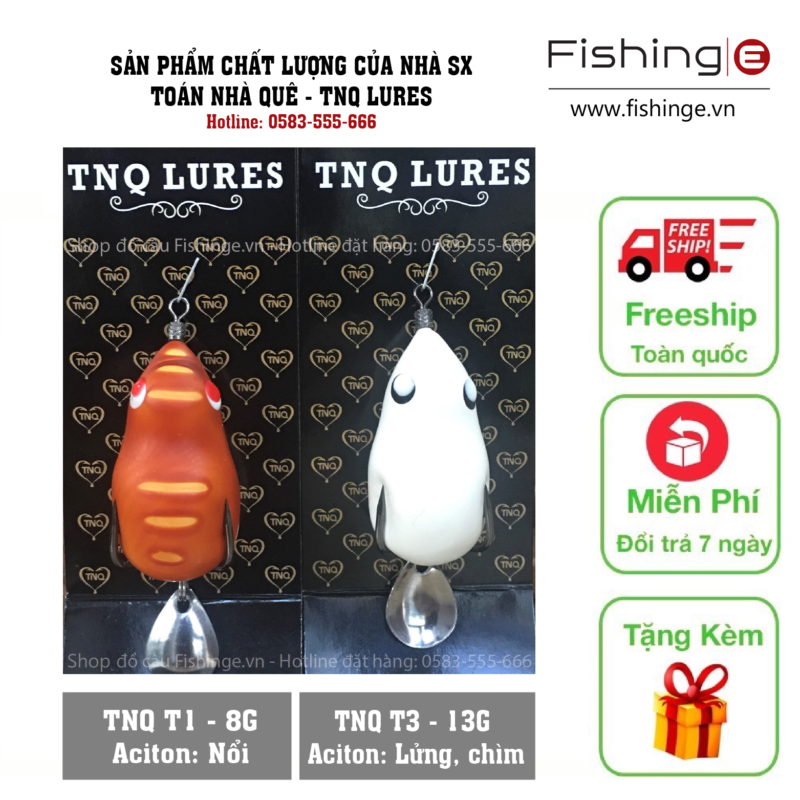 Nhái hơi TNQ (Toán nhà quê) T3 - 13g, Acition: Lửng, Chìm