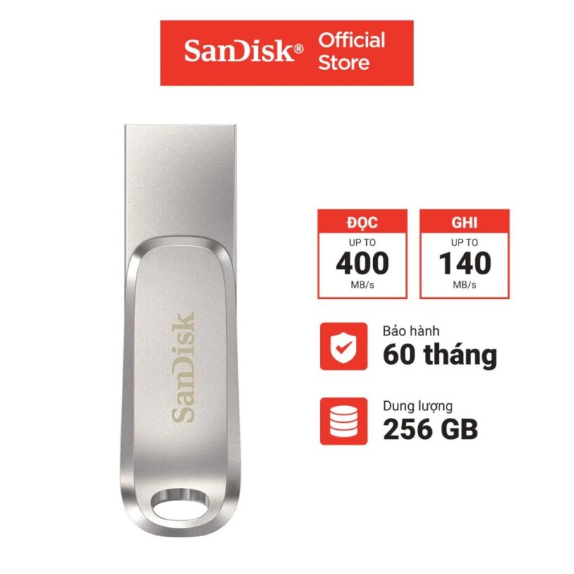USB 3.2 Sandisk Ultra Dual Drive Luxe 32GB - 64GB - 128GB - 256GB 400MB/s OTG Type-C DDC4