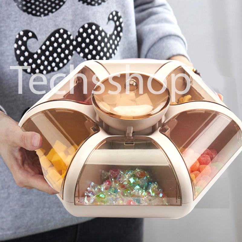 Khay đựng mứt kẹo tự mở hình cánh hoa sen 7 ngăn - Hộp đựng bánh kẹo bánh mứt - Khay đựng bánh mứt xuân 2022