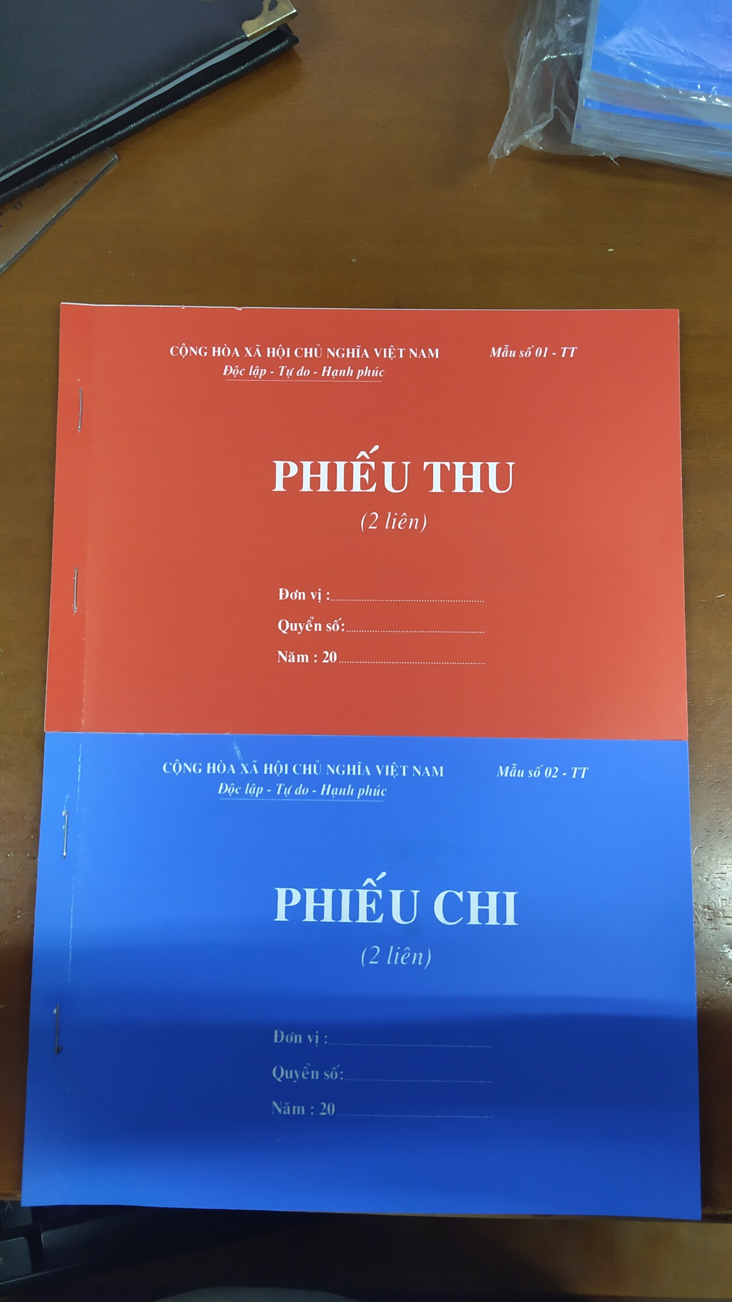 Phiếu thu, chi khổ A5