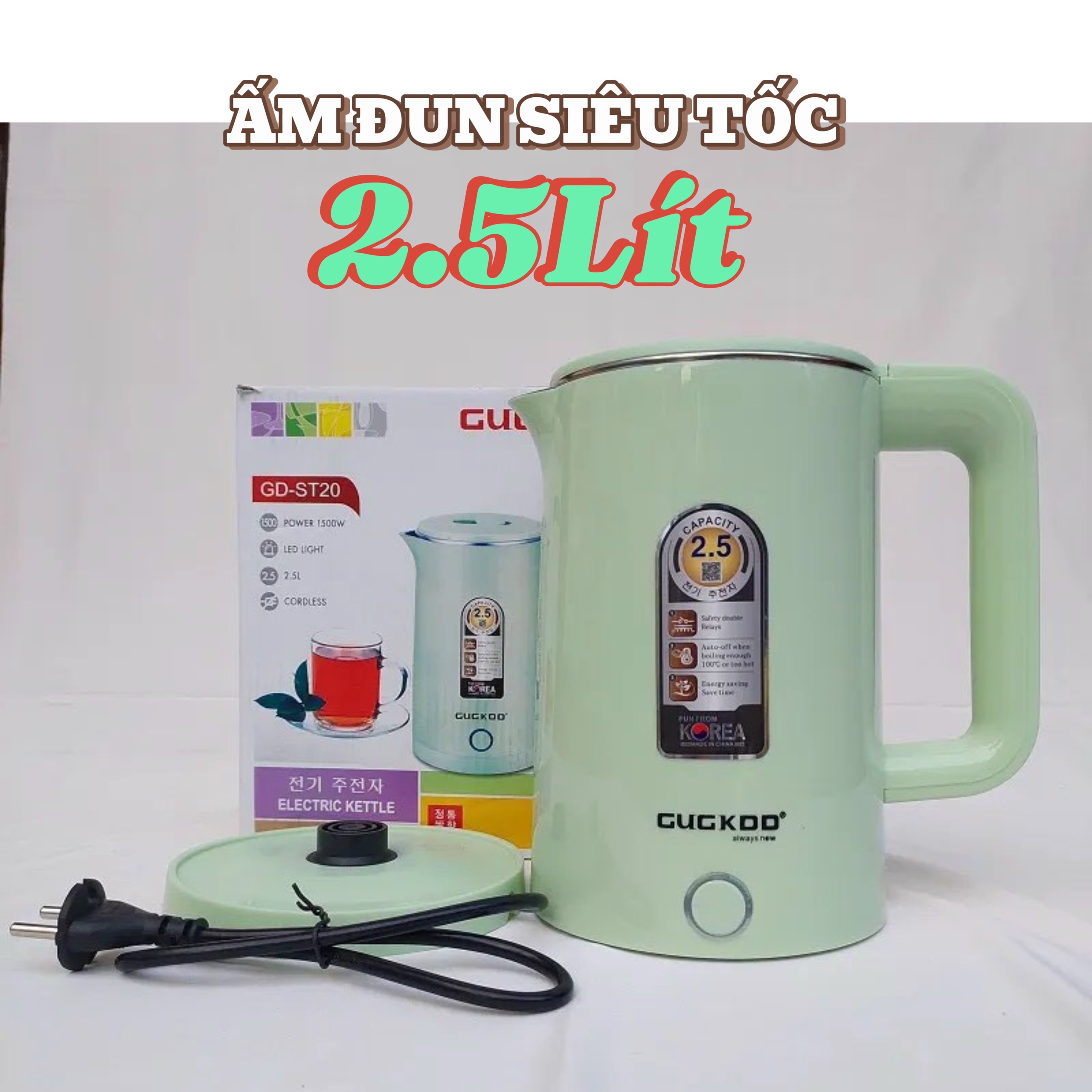 Ấm Siêu Tốc 2.5L, Ấm Đun Nước Siêu Tốc Inox 304 Vỏ Nhựa Cao Cấp - Dung tích 2.5L, ấm siêu tốc cuckoo 2.5L , ấm nước , ấm đun siêu tốc, ấm, ấm nước 2,5L, ấm 3L, ấm đựng nước 3L, ấm đựng nước,