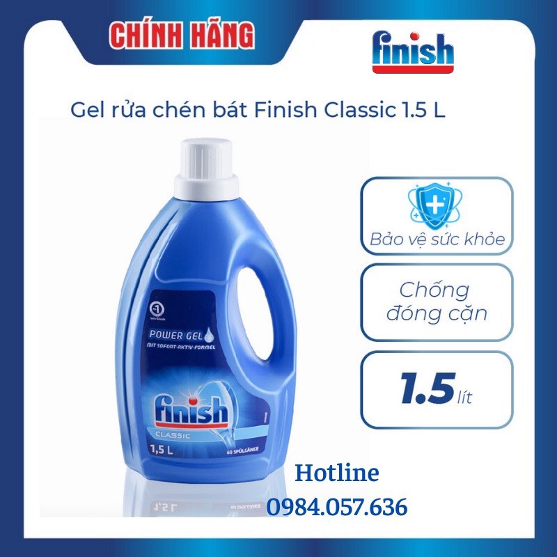 Gel rửa chén bát finish classic 1500ml nhập khẩu châu âu.