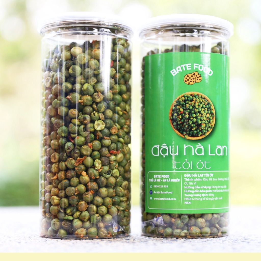 Đậu hà lan sấy rang tỏi ớt 450gr, giòn thơm cay ngon