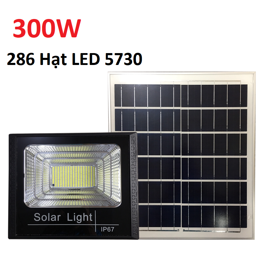 Đèn LED năng lượng mặt trời Solar light 300W - 286 hạt LED 5730 siêu sáng - tấm pin năng lượng viền nhôm kích thước 350mmx450mm