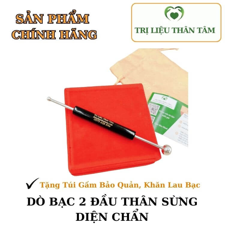 Cây dò day bạc 2 đầu dò bạc ta diện chẩn chất liệu sừng cao cấp