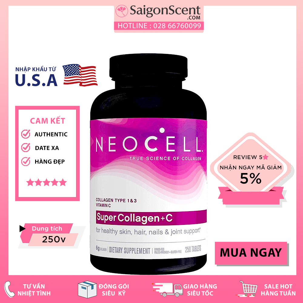 Viên uống Neocell Super Collagen C Types 1 & 3 ( 250 vien )