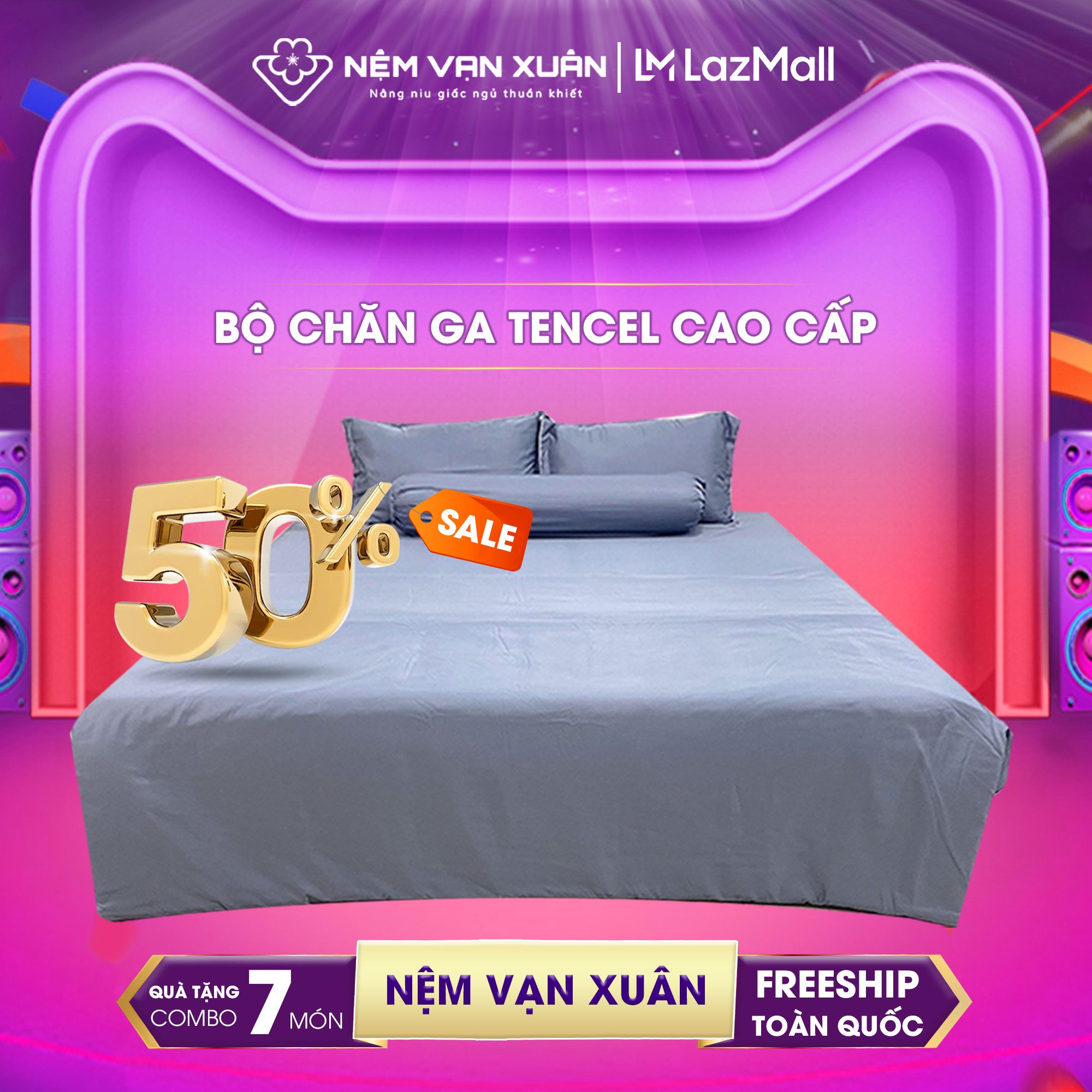Bộ chăn ga tencel 50% tencel cao cấp và 50% cotton thoáng mát thiết kế đơn giản sang trọng xám đậm