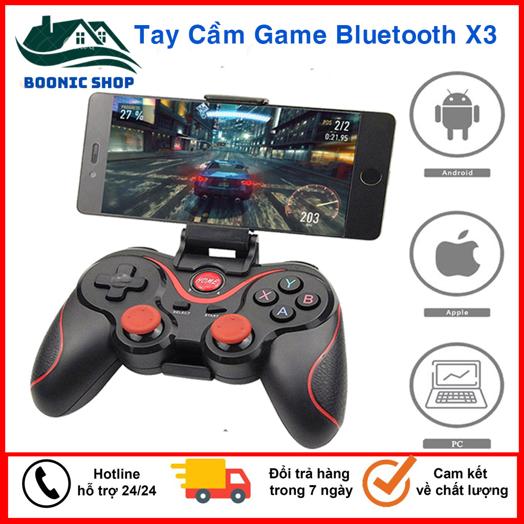 🎁x3 bluetooth🎁 tay cầm chơi game bluetooth x3 đã bao gồm kẹp điện thoại - tay cầm chơi game smartphone, pc, laptop, android, ios, windows