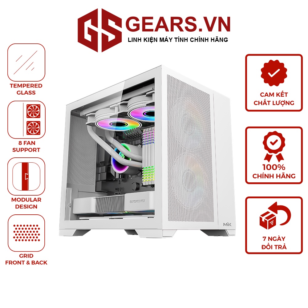 Case máy tính mik lv12 mini flow hỗ trợ mainboard m-atx, itx - white
