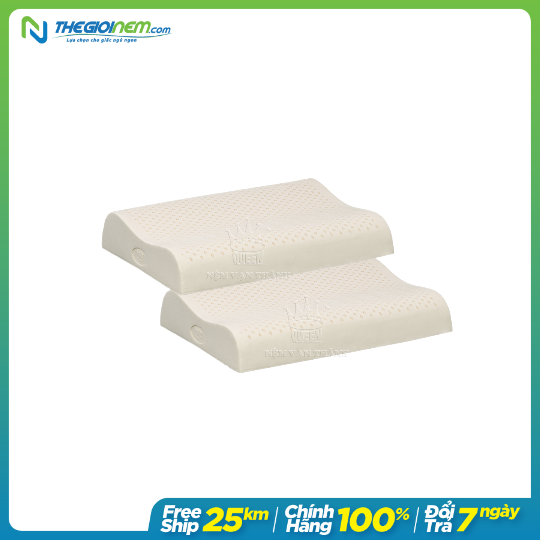Combo 2 gối dợn sóng cao su thiên nhiên vạn thành 45x63x12cm