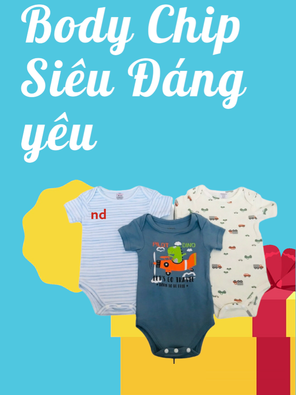 Set 3 body chip, bodysuit tay ngắn, body liền quần Việt Nam cho bé 2kg - 11kg